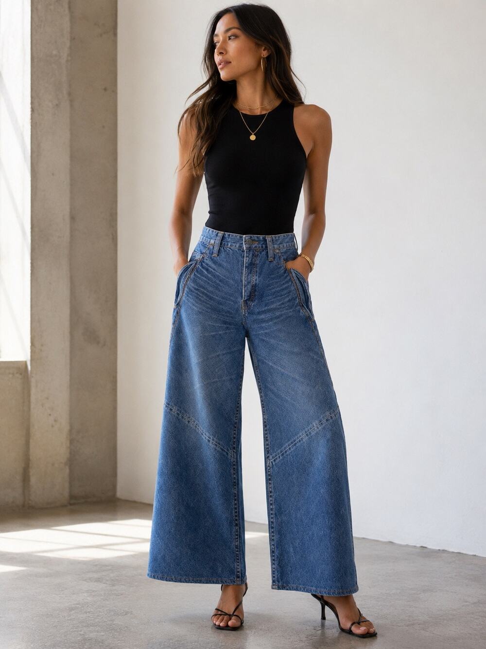 Japanese Designer Rare Zucca Architectural Wide Leg Denim Jeans Made in Japan 30